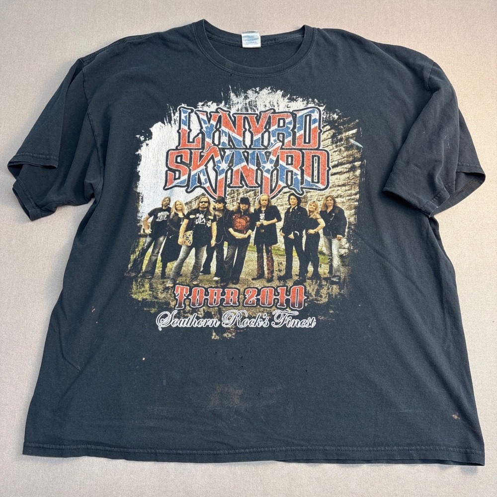 Lynyrd Skynyrd Tour 2010 T-Shirt Mens 2XL Black Southern Rock Band Tee Gildan